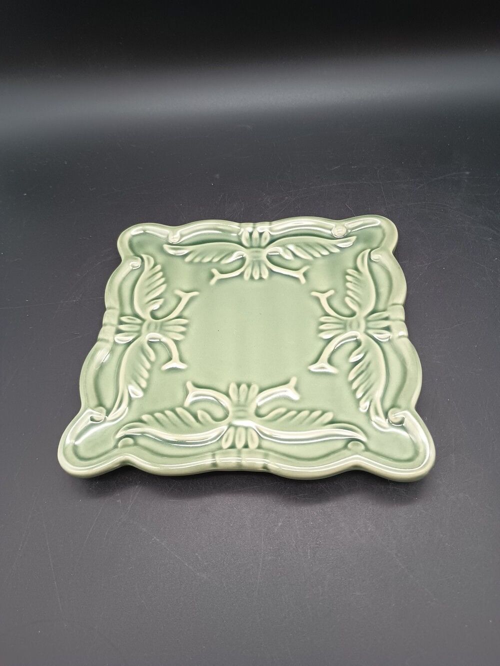 California Pantry Classic Ceramic Square Plate Green Trivet 6 inch trinket dish